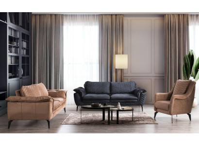 Sofa 3 Seater Gray Sofas Style Luxury Living room Couch Design Upholstery Fabric