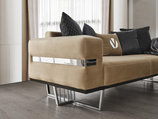 Luxury Couch with stainless steel feet Seat Upholstery Designer Couches Furniture 230cm