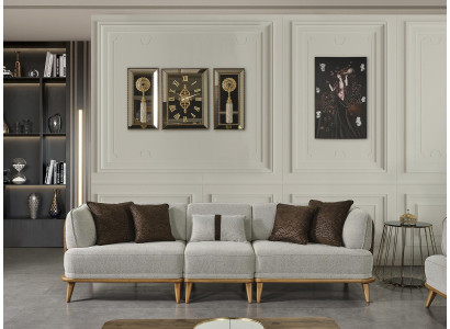 Sofa 4 Seater Gray Elegant Modern Luxury Design Wood Furniture Upholstery Fabric new