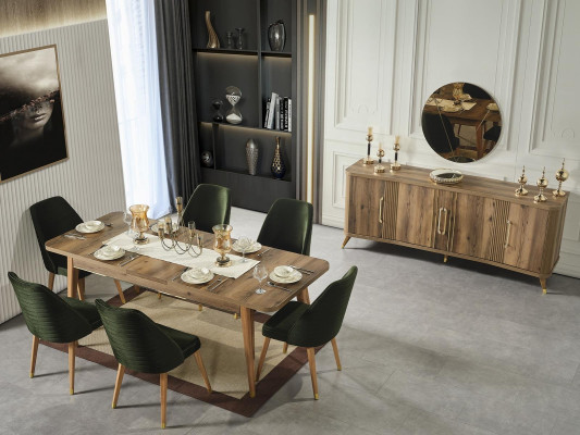 Luxury Set Dining room Dining table Chair Ess Group Wood Suite Table Tables 7 pieces