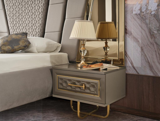 Luxury Bedroom Bedside table Beds Bed 3pcs. Complete Set Design Furnishings