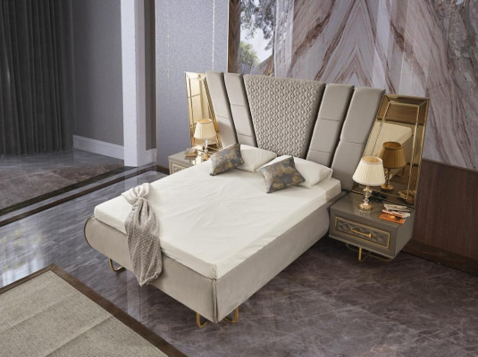 Luxury Bedroom Bedside table Beds Bed 3pcs. Complete Set Design Furnishings