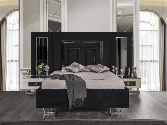 Bedroom Bed 2x Bedside tables Luxury Beds Set Complete Design Furniture 3pcs