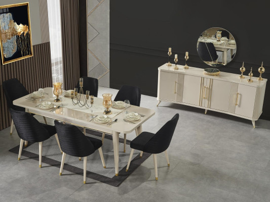 Dining room Set Ess Group Wood Table Tables 7-piece Complete Set Dining table + 6 Chairs
