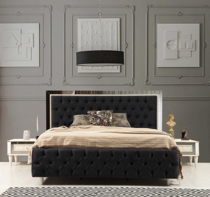 Bedroom Bed 2x Bedside tables Luxury Beds Set Complete Design Furniture 3pcs.