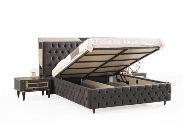 Luxury Bedroom Bedside table Beds Bed 3pcs. Complete Set Design Furnishings