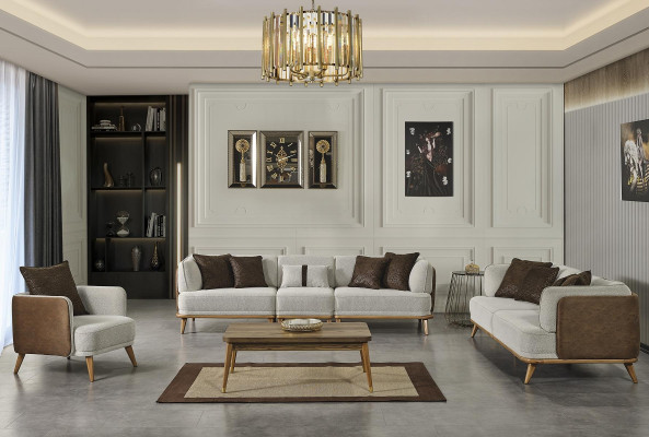 Modern set for the living room 2 soft sofas + 1 armchair gray + coffee table new