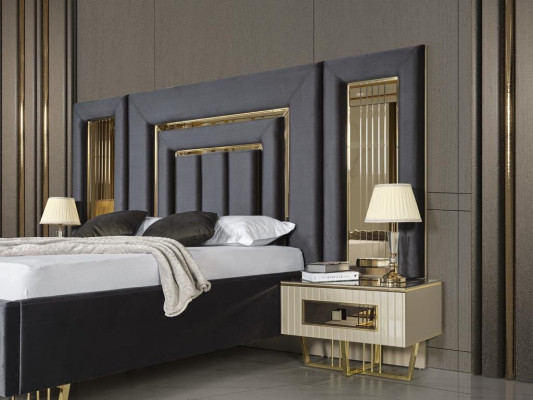 Villas Bedroom Bed Double bed 2x Bedside tables Chest of drawers Mirror Furniture