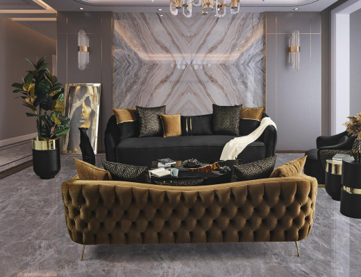 Chesterfield Set Couch Living room Furniture Coffee table 4pcs. Velvet fabric set