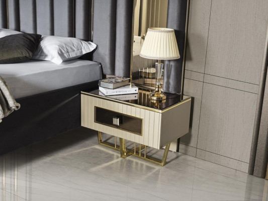 Luxury Bedroom Furniture Bed + 2x Bedside table Wardrobe Beds 4pcs