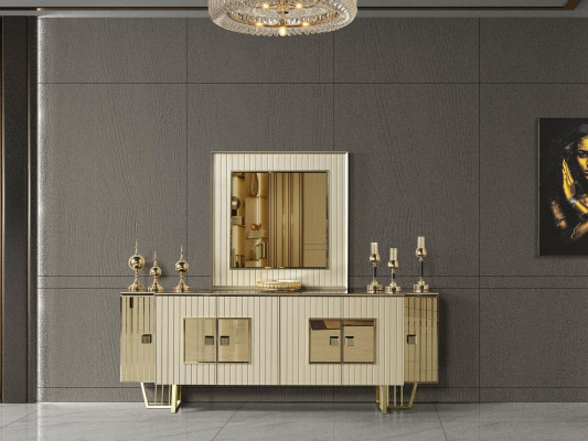 Luxury Chest of drawers xxl Sideboard big Sideboard Wardrobe Gold Metal High Gloss Furniture new