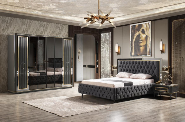 Gray Luxury Wardrobe Bedroom Furniture Cabinets Wardrobe Wood