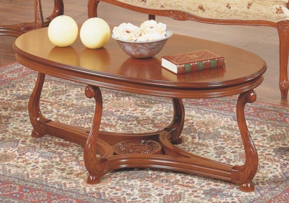 Oval Coffee table brown lacquered Side table Wood Coffee table Living room table