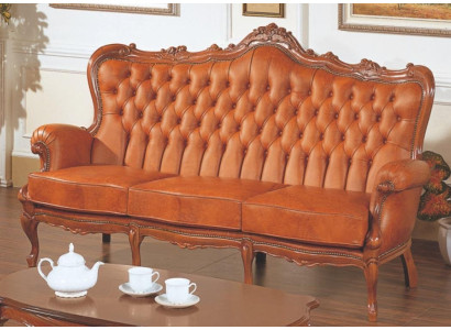 Luxury 3-Seater Sofa 3-Seater Sofa from Brown Leather Art Deco Style Furniture Leather