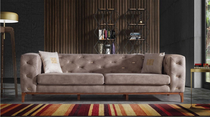 Sofa Couch 3 Seat Upholstery Living room Couches Designer Furniture Taupe Luxury