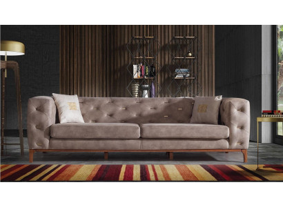 Sofa Couch 3 Seat Upholstery Living room Couches Designer Furniture Taupe Luxury