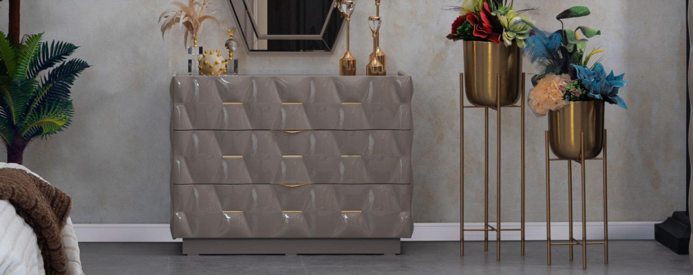 Chest of drawers Sideboard Chests of drawers Mirror Set Real Wood Italian Furniture Modern Style