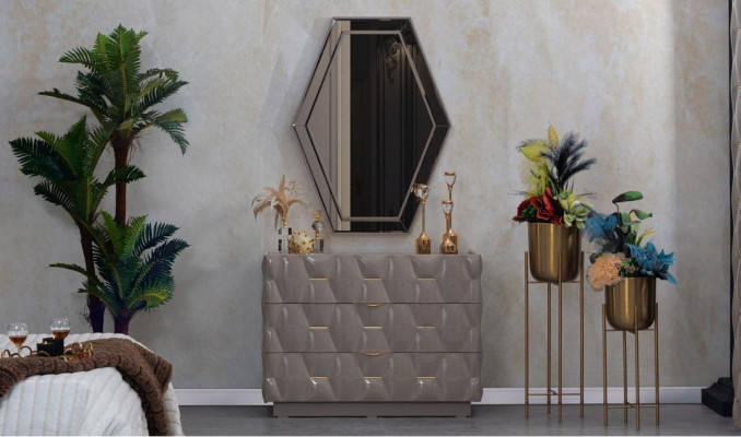 Chest of drawers Sideboard Chests of drawers Mirror Set Real Wood Italian Furniture Modern Style