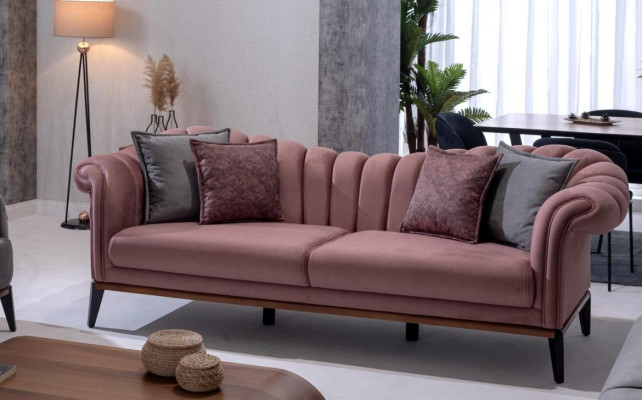 Italian Style 2 Seater Living room Couch Sofa Upholstery Seat Textile Pink new