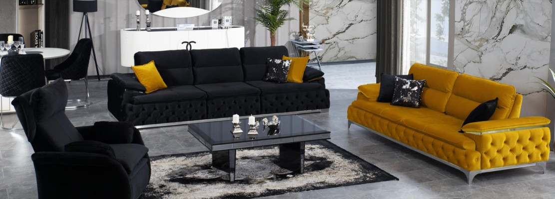 Sofa set 3+3 Seater Set Design Sofas Upholstery Couches Fabric Relax