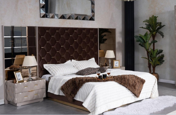 Bedroom Bed Bedside table Beds Double Wood new luxury set 3 pieces.