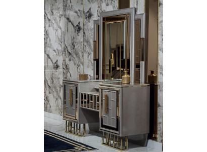 Gray Dressing table with Mirror Bedroom Console Stool new