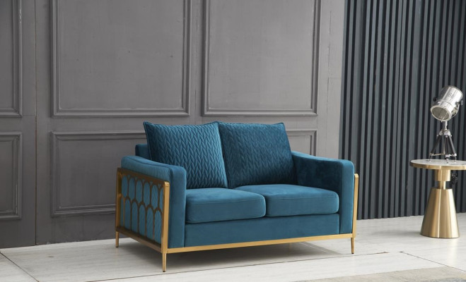 Sofa 2 Seater Couch Design Upholstery Modern 100% Textile Fabric Modern