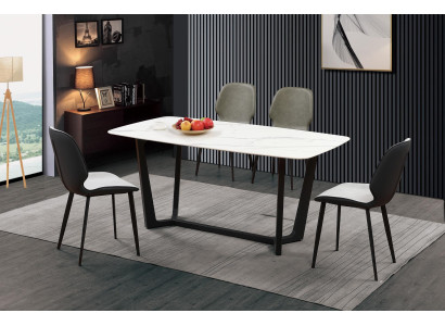 Luxury Table stainless steel Marble Imitation Stone Decorative Dining table Dining room Tables