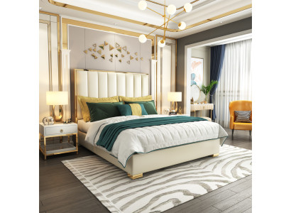 Classic s Bedroom Bed White Textile Beds Leather Upholstery Double