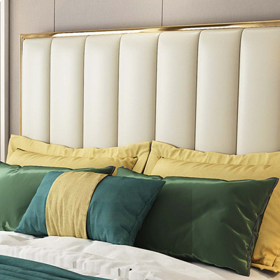 Classic s Bedroom Bed White Textile Beds Leather Upholstery Double
