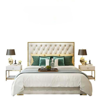 Classic r English Style Bed Double Textile Chesterfield Beds 180x200cm