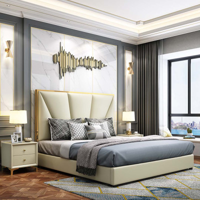 Bed Bedroom Set Design Furniture Luxury Decorative Beds 2x Bedside table 3pcs