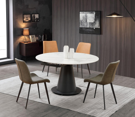 Round Table stainless steel Marble Imitation Stone Dining table Dining room Tables
