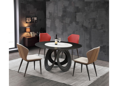 Designer Wood Dining Living Room Set Decorative Table 4x Leaning Chairs Set Suite