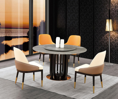 Luxury design dining room round dining table 4x classic armchair backrest