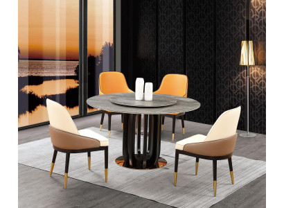 Luxury design dining room round dining table 4x classic armchair backrest