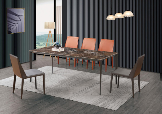 Luxury Dining table - Table Dining room Furniture Metal Marble Look Design Table
