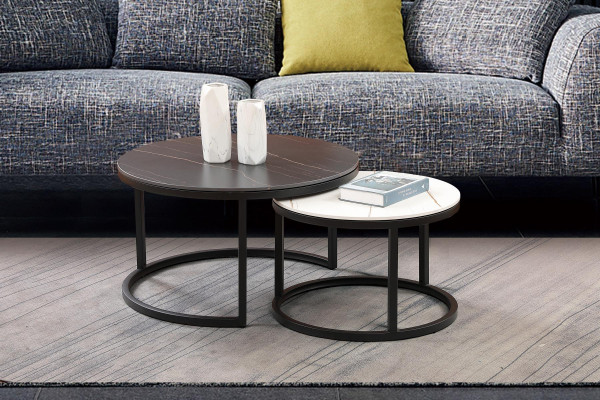 Living room Round Set 2x Coffee table Coffee table Side table Designer