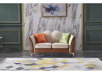 Classic Two-seater 2 Seater Sofa Couch Upholstery Leather Couchen Seat