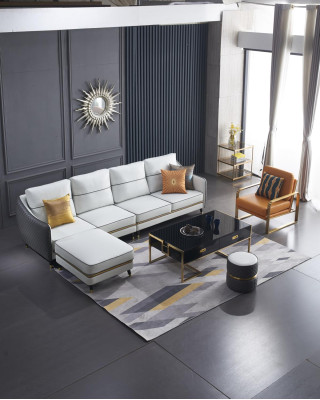 Living landscape Corner sofa L-shape Decorative Armchair Set Suite Modern Sofa Leather