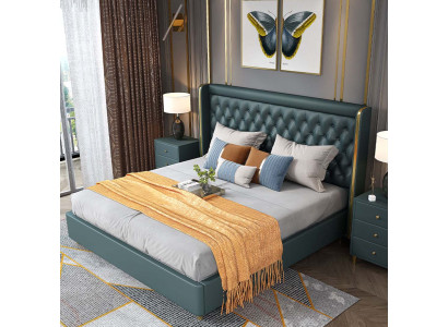 Bedroom Bed Bedside tables 3 pcs. Set Design Decorative Luxury Beds Leather