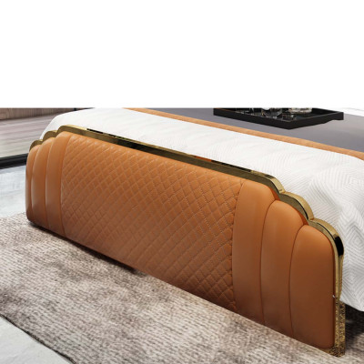 Design leather bed bedroom 3 pieces. Set 2x Bedside table Beds Luxury Furniture