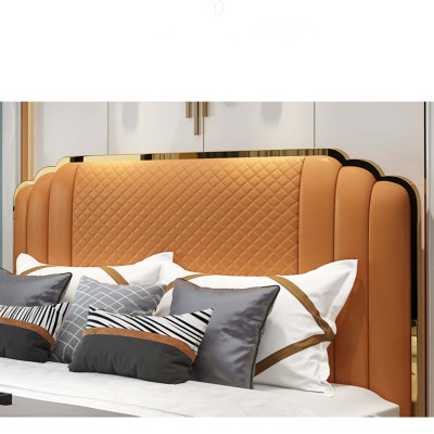 Design leather bed bedroom 3 pieces. Set 2x Bedside table Beds Luxury Furniture