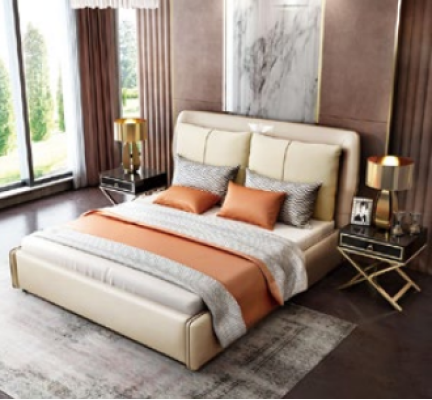 Luxury Bedroom Designer Double bed Bed 180/200x200cm Leather Metal