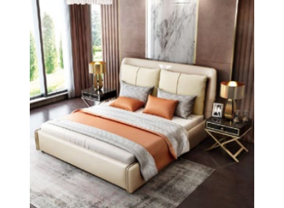 Luxury Bedroom Designer Double bed Bed 180/200x200cm Leather Metal