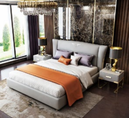 Luxury Bedroom Designer Double bed Bed Hotel 180/200x200cm Leather