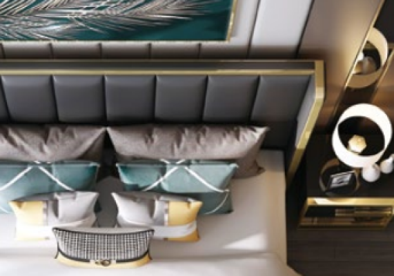Luxury Bed Bedroom Italian leather Upholstery Double Beds Metal