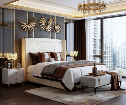 Luxury Bedroom Bed Upholstery Design Decoration Luxury Double Hotel Marriage Beds
