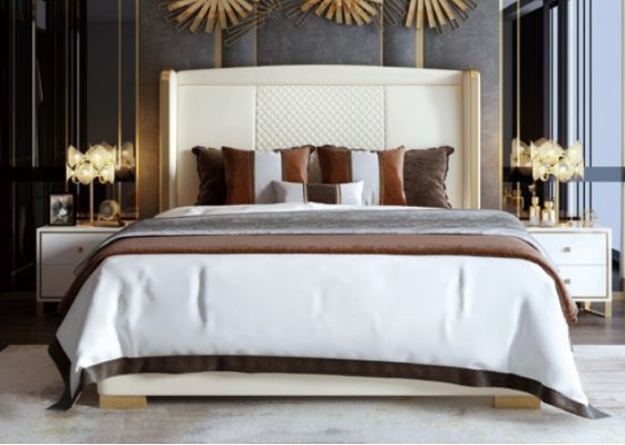 Luxury Bedroom Bed Upholstery Design Decoration Luxury Double Hotel Marriage Beds