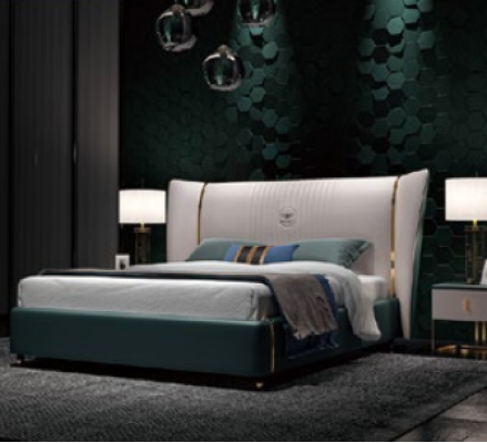 Luxury Bedroom Double bed Bed 180/200x200cm Leather Metal new